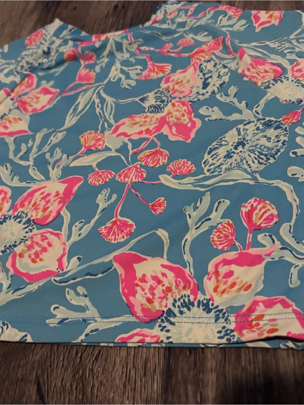 Girls Blue Floral Crop Top SWIM Top - Pink & White Flowers